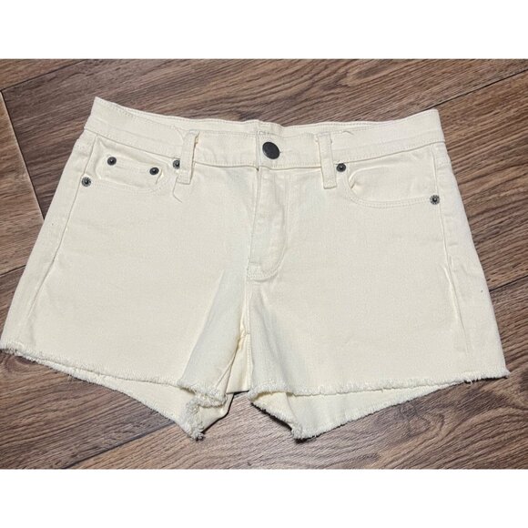 J Crew Shorts Womens Size 24 Cream Denim Cutoff Stretch - Picture 1 of 5